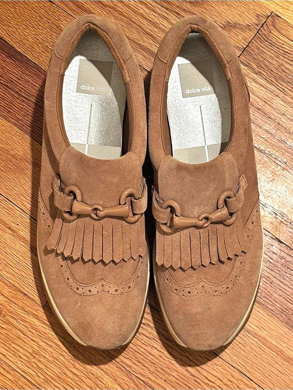 Dolce Vita Jhax Suede Brown Platform Sneaker Loafer Fringe Horsebit Loafer 9.5